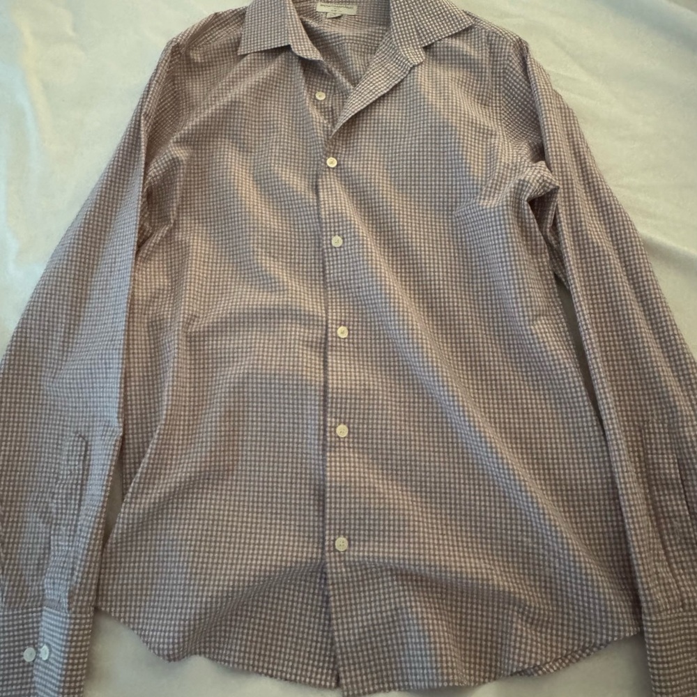 Banana Republic Purple and White Casual Button Down Shirt